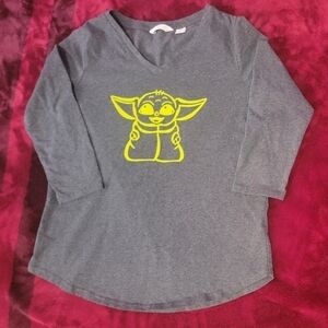 Weatherproof Vintage Baby Yoda 3/4 Sleeve Top